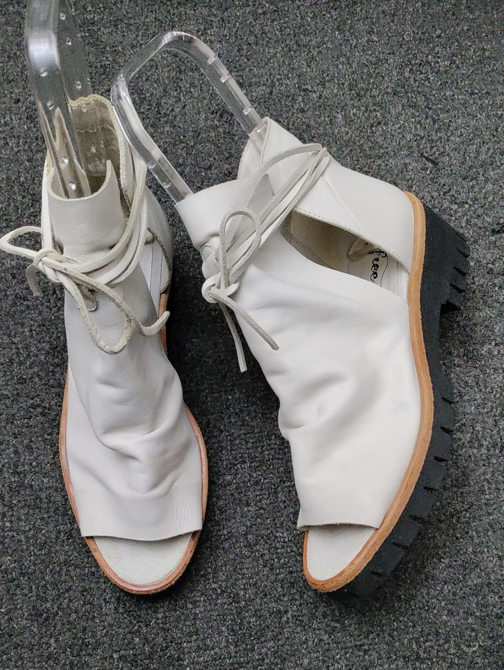 Free People Joni Peep Toe Booties Leather Strappy Sandals EU 38